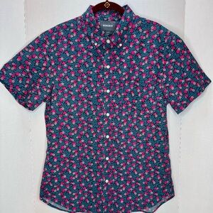 Bonobos Men's Casual Floral Shirt - Navy and Pink